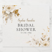 Gold and Beige Elegant Floral Bridal Shower スパークリングワインラベル (シングルラベル)