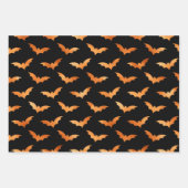 Gold and Black Bat Halloween Damask ラッピングペーパーシート (正面2)