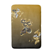 Gold and Black Butterfly Floral Art バスマット (正面縦)