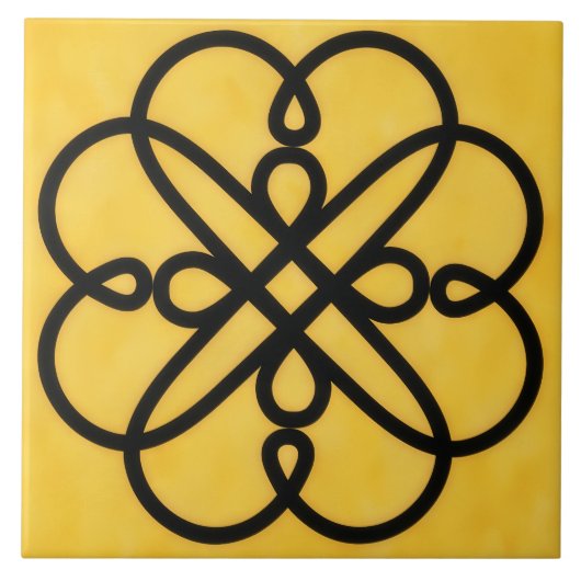 Gold and Black Celtic Style Symbol Tile タイル (正面)