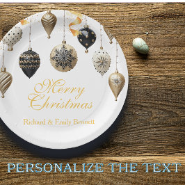 Gold and Black Christmas Baubles ペーパープレート