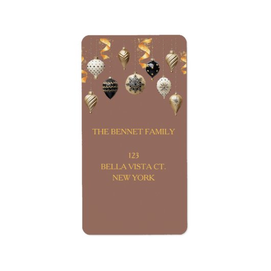 Gold and Black Christmas Baubles ラベル (正面)