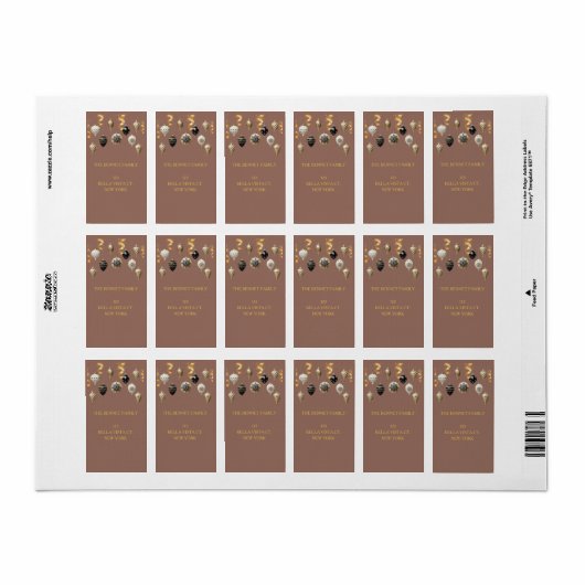 Gold and Black Christmas Baubles ラベル (フルシート)