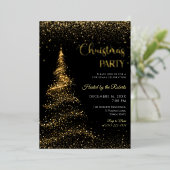 Gold and Black Christmas Holiday Party  Foil  箔招待状 (立ち正面)