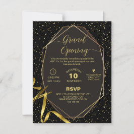Gold and Black Corporate Grand opening Invitation 招待状