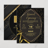 Gold and Black Corporate Grand opening Invitation 招待状 (正面/裏面)