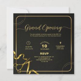 Gold and Black Corporate Grand opening Invitation 招待状