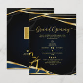 Gold and Black Corporate Grand opening Invitation 招待状 (正面/裏面)