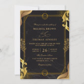 Gold and Black Elegant Budget QR Code Wedding 招待状 (正面)