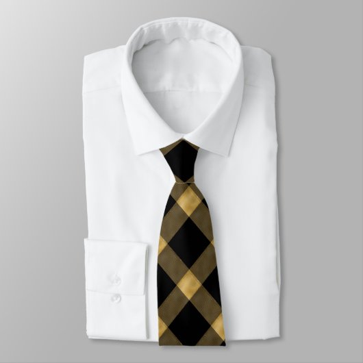 Gold and Black Elegant Plaid ネクタイ (タイ)