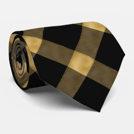 Gold and Black Elegant Plaid ネクタイ