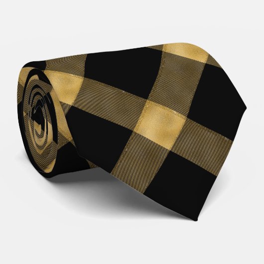 Gold and Black Elegant Plaid ネクタイ (ロール)