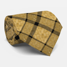 Gold and Black Elegant Plaid Glittery ネクタイ