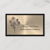 Gold and Black Floral Event Planner Business Card 名刺 (正面)