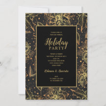 Gold and Black Floral Holiday Party