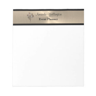 Gold and Black Floral Roses Professional Notepad ノートパッド