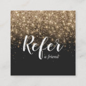 Gold And Black Glitter Elegant Refer A Friend  紹介カード (正面)