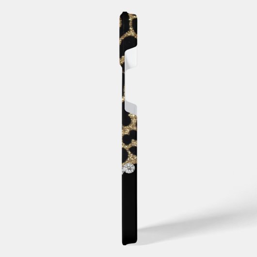 Gold and Black Glitter Leopard Personalized iPhoneケース (左側面)