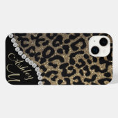 Gold and Black Glitter Leopard Personalized iPhoneケース (裏面横)