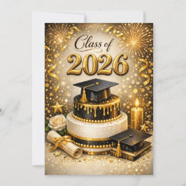 Gold and Black Graduation Cake シーズンカード