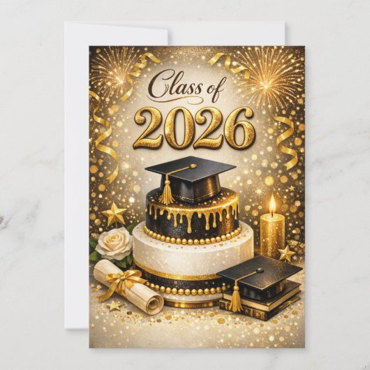 Gold and Black Graduation Cake シーズンカード (正面)