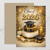Gold and Black Graduation Cake シーズンカード (正面/裏面)