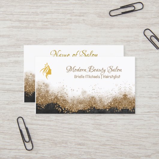  Gold and black Hairstylist  Salon 名刺 (正面/裏面インサイチュ)