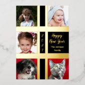 Gold and Black Happy New Year 5 Photo 箔シーズンカード (正面)