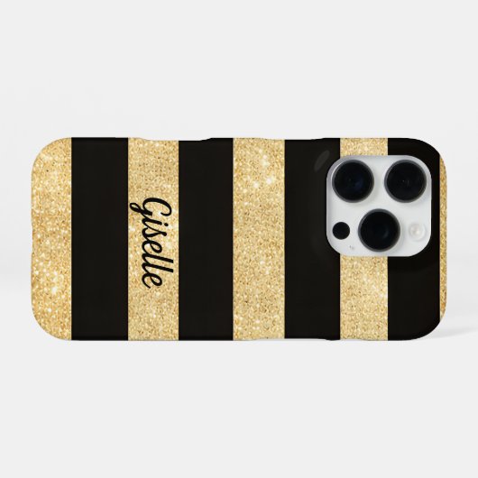 Gold and Black IPhone 16 Pro Case iPhoneケース (裏面横)