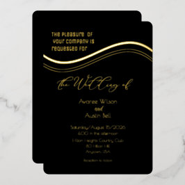 Gold and Black Minimalist Wedding Invitation 箔招待状