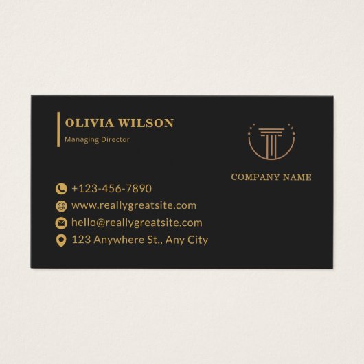 Gold and Black Modern Corporate Business Card (正面)