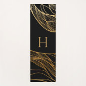 Gold and Black Modern Pattern Monogram ヨガマット (正面)