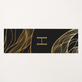 Gold and Black Modern Pattern Monogram ヨガマット (正面(横))