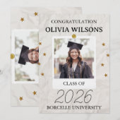 gold and black paper polaroid graduation 案内状 (正面/裏面)