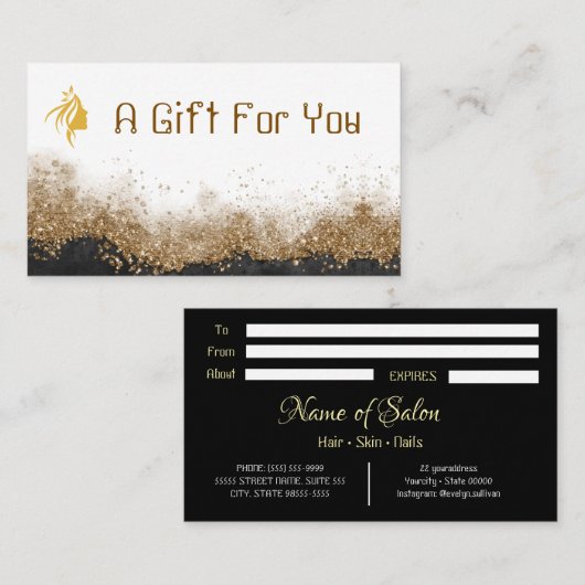 Gold and black   Salon gift certificate 名刺 (正面/裏面)