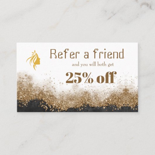 Gold and black   Salon Referral Card 予約カード (正面)