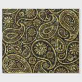 Gold and black tone paisley pattern ラッピングペーパー (フラット)