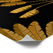 Gold and black Wallpaper with floral pattern in th ポスター (角)