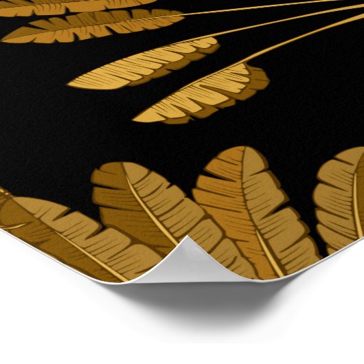 Gold and black Wallpaper with floral pattern in th ポスター (角)