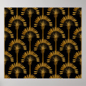 Gold and black Wallpaper with floral pattern in th ポスター (正面)