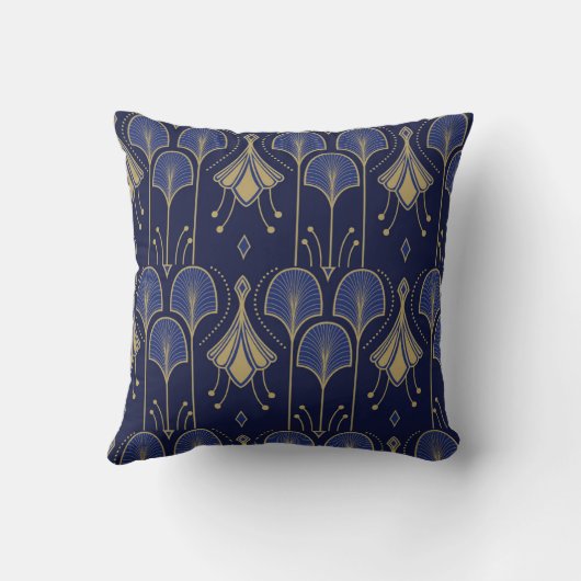 Gold And Blue Art Deco クッション (裏面)