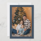 Gold and Blue Christmas Trees and Stars Photo シーズンカード (裏面)