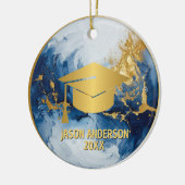 Gold and Blue Custom Graduation Ornament セラミックオーナメント (左)
