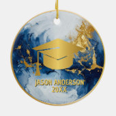 Gold and Blue Custom Graduation Ornament セラミックオーナメント (裏面)