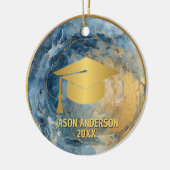 Gold and Blue Custom Graduation Ornament セラミックオーナメント (左)