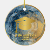 Gold and Blue Custom Graduation Ornament セラミックオーナメント (裏面)