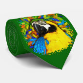 Gold and Blue Macaw Parrot Fantasy tie ネクタイ (ロール)