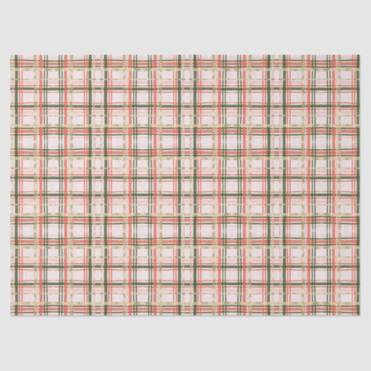 Gold and blush pink Christmas plaid 薄葉紙 (正面)