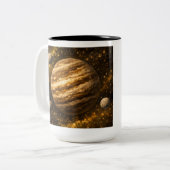 Gold and Brown Planet with Three Moons ツートーンマグカップ (正面左)