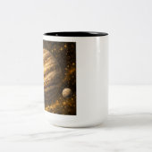 Gold and Brown Planet with Three Moons ツートーンマグカップ (中央)